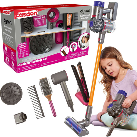 Dyson Zestaw do stylizacji włosów z suszarką i prostownicą 6 el.+Zabawkowy bezprzewodowy odkurzacz