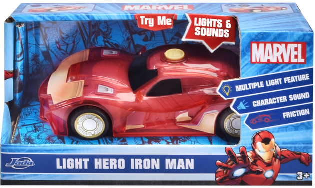 Marvel Light Hero Iron Man Mały Samochód z efektami świetlnymi i dźwiękowymi