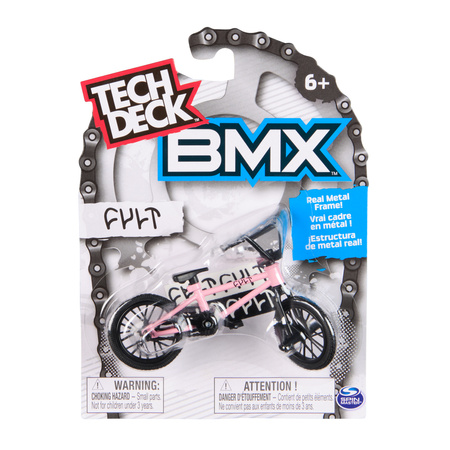 Tech Deck mały zestaw fingerbike BMX mini rower na palce Cult różowy + naklejki