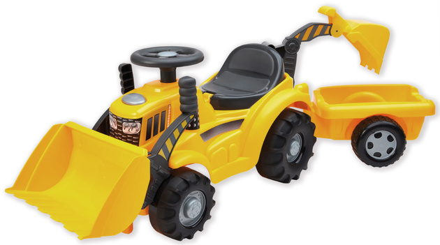 Ecoiffier Traktor z żółtą przyczepką Koparka Spychacz