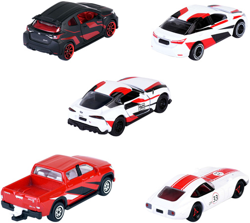 Zestaw 5 metalowych pojazdów wyścigówki sportowe resoraki Toyota Racing Supra Corolla GT na prezent