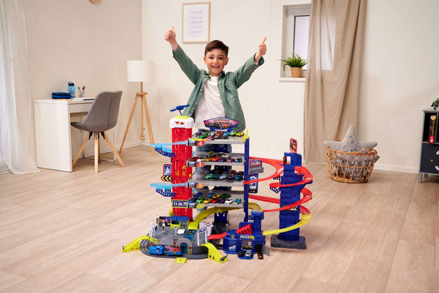 Duży Zestaw Garaż Parking samochodowy Super Centrum Pościgu + 24 kolorowe auta Światło Dźwięk