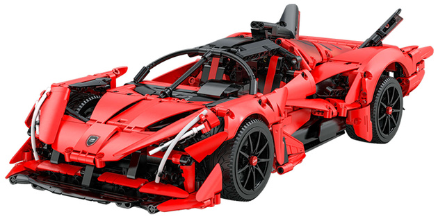 Klocki konstrukcyjne CaDA Zdalnie sterowany duży samochód sportowy 47 cm Auto z napędem Power System Pro APE Supercar Światło LED RC 1823 elementy