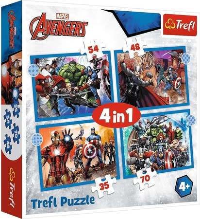 Trefl Puzzle 4w1 Marvel Odważni Avengersi