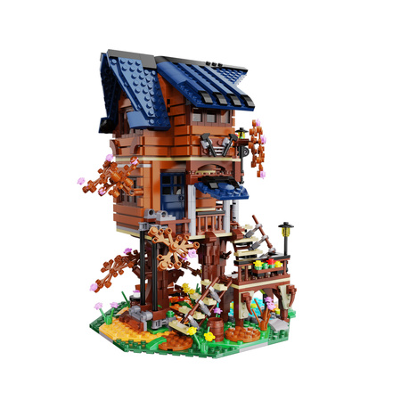 Klocki konstrukcyjne CaDA Zestaw Cztery Pory Roku Świecący domek na drzewie 1155 elementów światło LED