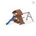 Plac zabaw drewniany duży Giant Move domek, 2x huśtawka, zjeżdżalnia, piaskownica, drabinka, ścianka i lina wspinaczkowa