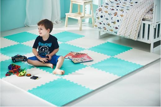 Humbi Puzzle piankowe Mata piankowa 62x62x1 cm 4 szt Kremowo - Miętowa