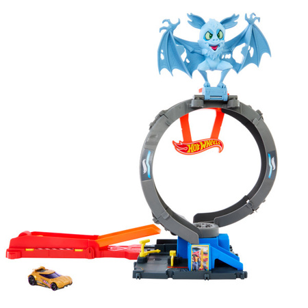 Hot Wheels City Pętla Nietoperza zakręcony tor samochodowy Bat Loop Attack + pojazd