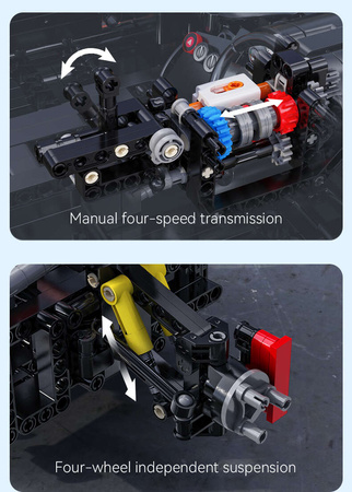 Klocki konstrukcyjne CaDA Zdalnie sterowane auto 56 cm pomarańczowy samochód pojazd wyścigówka Mazda RX-7 3305 elementów RC
