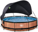 Basen ogrodowy okrągły 360x76 cm z pompą filtrującą i markizą brązowy