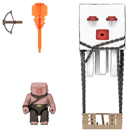 Minecraft Film Zestaw Atakujący Ghast z pociskiem i Piglin Wojownik