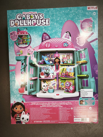 OUTLET Koci Domek Gabi Interaktywny 60 cm wielki duży dom dla lalek + figurki Kiciuś Panduś i Gabi Gabby's Purrfect Dollhouse WADLIWY