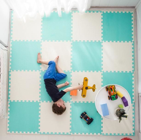 Humbi Puzzle piankowe Mata piankowa 62x62x1 cm 4 szt Kremowo - Miętowa