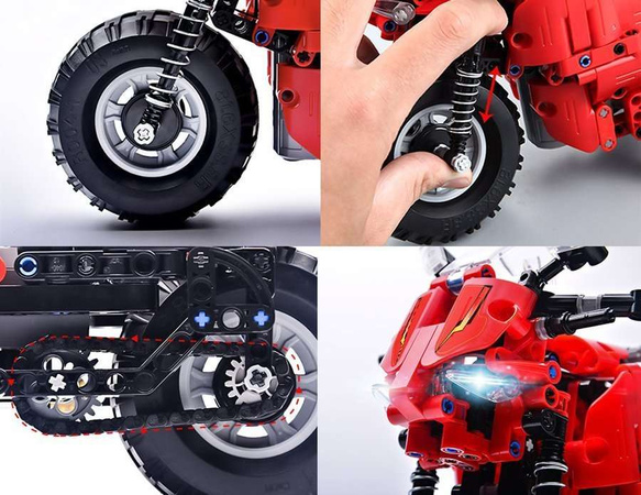 Klocki konstrukcyjne CaDA Zdalnie sterowany motor Motocykl wyścigowy Pojazd RC Światła LED 484 elementy