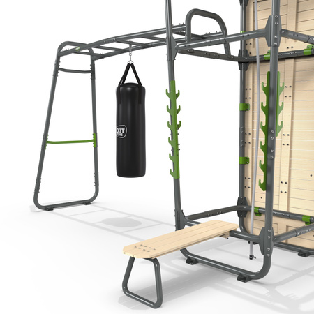 Siłownia Fitness GetSet PS620 Stacja treningowa siłowa gimnastyczna Stanowisko do ćwiczeń: drążki, ławka, stojak, worek, lina, drabinka, kółka, ścianka