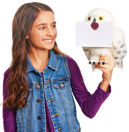 OUTLET Harry Potter Hedwiga Interaktywna biała sowa z listem + akcesoria Dźwięk 23 cm 5+ WADLIWA