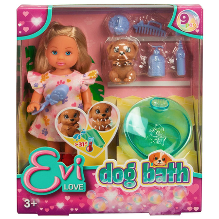 Evi Love Psia kąpiel lalka + piesek + akcesoria