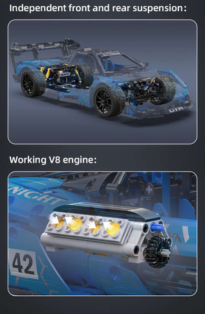 Klocki konstrukcyjne CaDA Samochód sportowy Auto wyścigowe Pojazd Autko Dark Knight GTR 2088 elementów