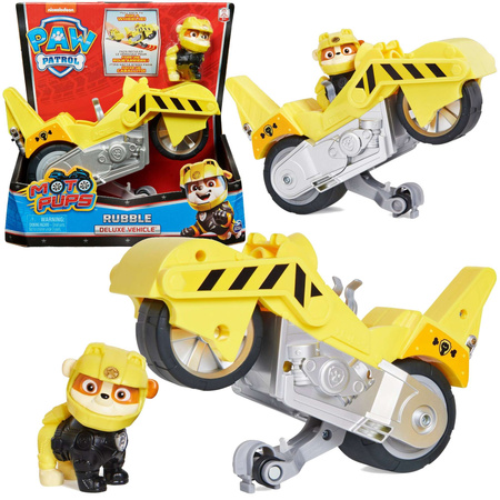 OUTLET Psi Patrol 2w1 Rubble Deluxe Moto Pups Motopieski Żółty Motocykl Motor Pojazd + figurka PRODUKT PO ZWROCIE