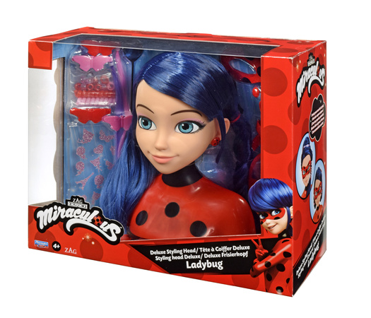 Lalka Głowa do czesania i stylizacji włosów Biedronka Ladybug Miraculous Marinette Deluxe+akcesoria