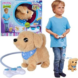 Chi Chi Love Interaktywny Piesek Golden Retriever Loomy z pilotem Dźwięk Świecąca smycz 18 cm 3+