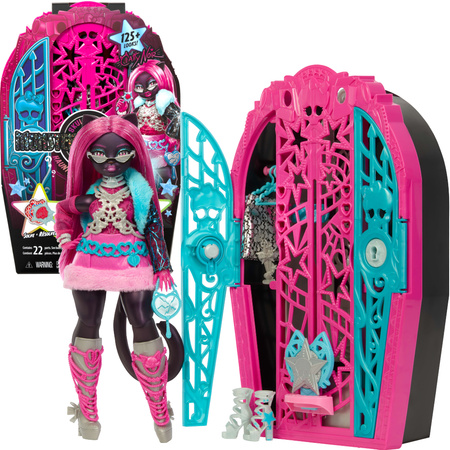 Monster High Zestaw Lalka Catty Noir 28 cm + akcesoria niespodzianki Straszyceum