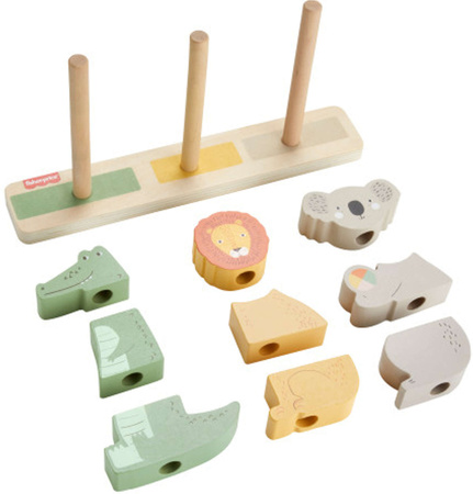 Drewniana Układanka Układaj i Sortuj Egzotyczne Zwierzątka Wieże Koala Lew Krokodyl