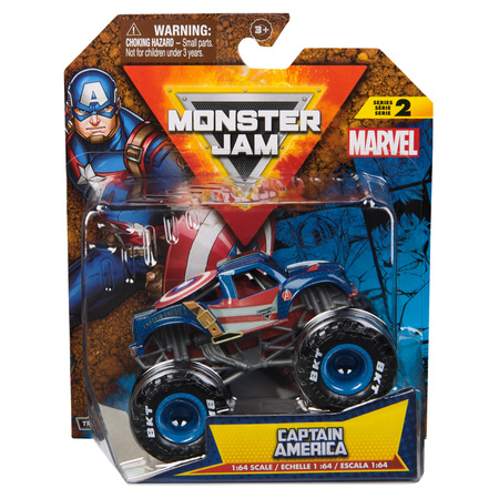 Monster Jam Auto Monster Truck Marvel seria 2 pojazd Kapitan Ameryka 1:64