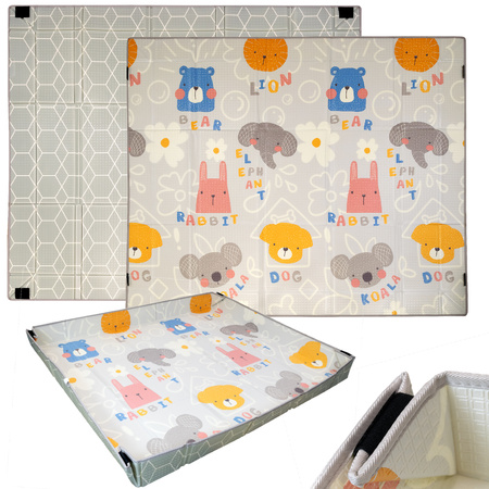 Dwustronna Składana Mata Edukacyjna 2w1 z pianki XPE Podłogowa Bezpieczna Humbi 200x180 cm z rzepami