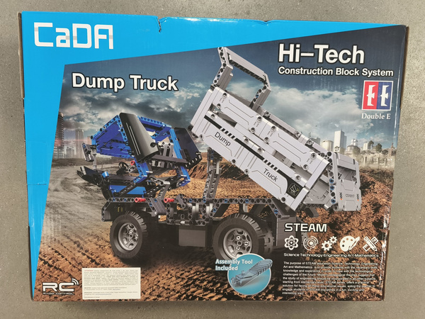 OUTLET Klocki konstrukcyjne CaDA Hi-Tech Zdalnie Sterowana Wywrotka Niebieska Ciężarówka 37 cm Dump Truck Pojazd budowlany 638 el RC USZKODZONE OPAKOWANIE