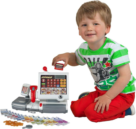 Elektroniczna kasa sklepowa i wózek na zakupy