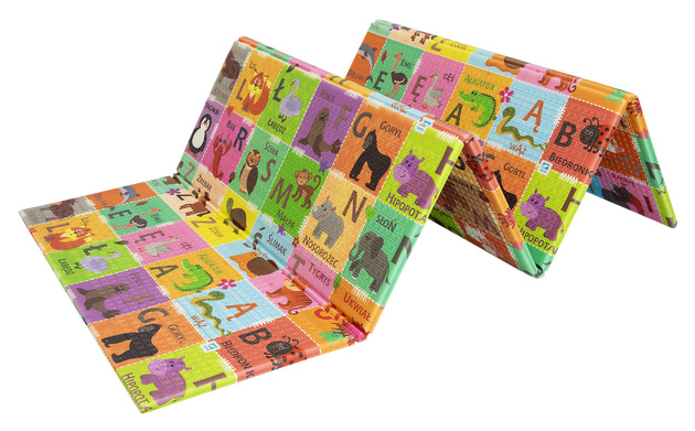 Dwustronna Składana Mata Edukacyjna z pianki XPE Podłogowa Bezpieczna 180x200 alfabet polski wieś Humbi