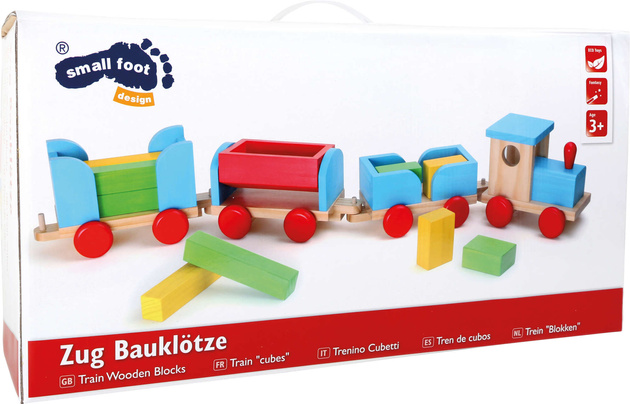 Drewniany kolorowy pociąg z klockami