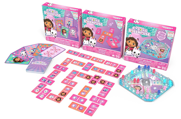 Koci Domek Gabi lalka Gabby 20 cm i zestaw gier 3w1 Domino Pop-up Karty Jumbo