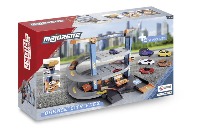 Zestaw Duży Garaż Parking Samochodowy City Flex 5 pojazdów miejskich