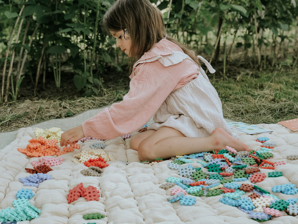 Klocki konstrukcyjne Mini Waffle zestaw w pastelowych kolorach 300 elementów Marioinex