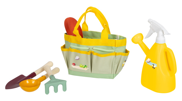 Zestaw akcesoriów ogrodowych w torbie Tiny Garden grabki łopatki