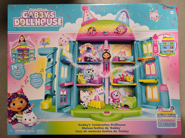 OUTLET Koci Domek Gabi Wielki tęczowy dom z windą i laleczką Gabby's Celebration Dollhouse USZKODZONE OPAKOWANIE