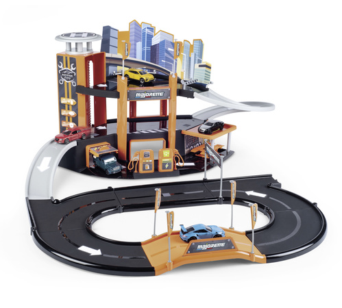 Duży zestaw Garaż Parking Samochodowy Motor City Plus + Samochód Miejski Ulica