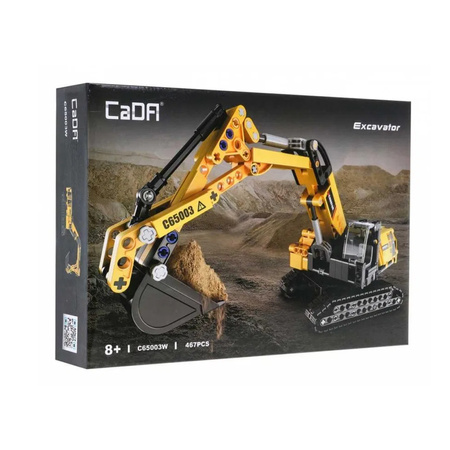 Klocki konstrukcyjne CaDA Duża koparka Pojazd budowlany żółty Maszyna 467 elementów