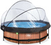 Basen ogrodowy okrągły 300x76 cm z pompą filtrującą i zadaszeniem brązowy