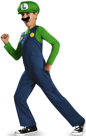 OUTLET Strój karnawałowy Super Mario dla chłopca Luigi kostium przebranie 134-146 cm (10-12 lat) PO ZWROCIE
