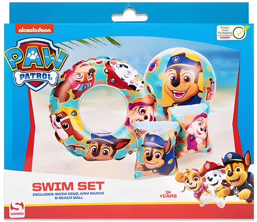 Zestaw do zabawy w wodzie koło rękawki piłka dmuchany ponton 100 x 60 cm Psi Patrol Swim Set
