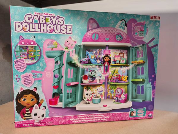 OUTLET Koci Domek Gabi Interaktywny 60 cm wielki duży dom dla lalek + figurki Kiciuś Panduś i Gabi Gabby's Purrfect Dollhouse DŹWIĘK PRODUKT WADLIWY