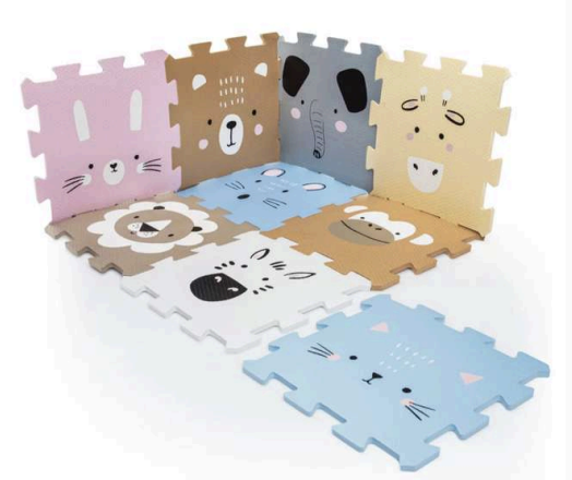 Mata podłogowa edukacyjna 120x120 Grube puzzle piankowe 9 szt. Humbi Zwierzęta
