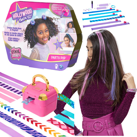 Zestaw kreatywny ozdoby do włosów doczepy pasemka Cool Maker Hollywood Hair Party Pop