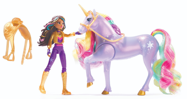 Unicorn Academy Zestaw Figurki Sophia & Wildstar dziewczyna i jednorożec ze światłem+ akcesoria