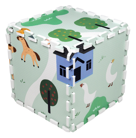 Mata podłogowa edukacyjna 180x90 Grube puzzle piankowe 18 szt. Humbi Farma Wieś Gospodarstwo Zwierzęta domowe