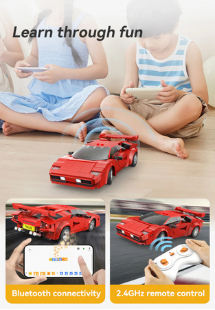 Klocki konstrukcyjne CaDA Samochód zdalnie sterowany Auto Sportowe 21,1 cm 1:20 Red Shadow 328 elementów RC Dual Mode C51085W