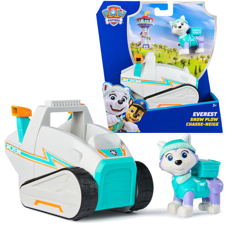Psi Patrol Pojazd z figurką Everest skuter śnieżny Snow Plow + maskotka Everest Gund 16 cm